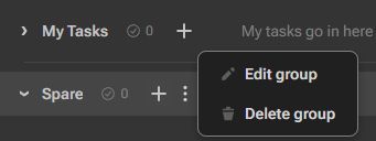 Group context menu