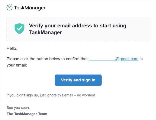Confirmation email