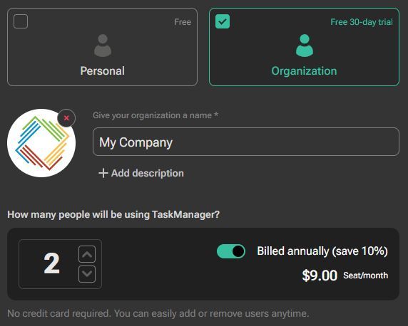 Organization account