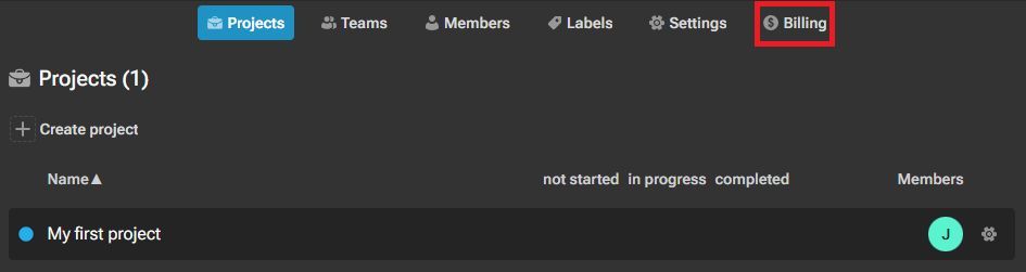 Main organization screen