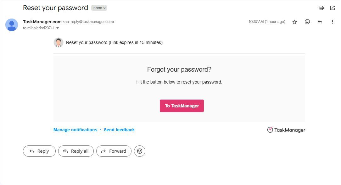 Password reset link